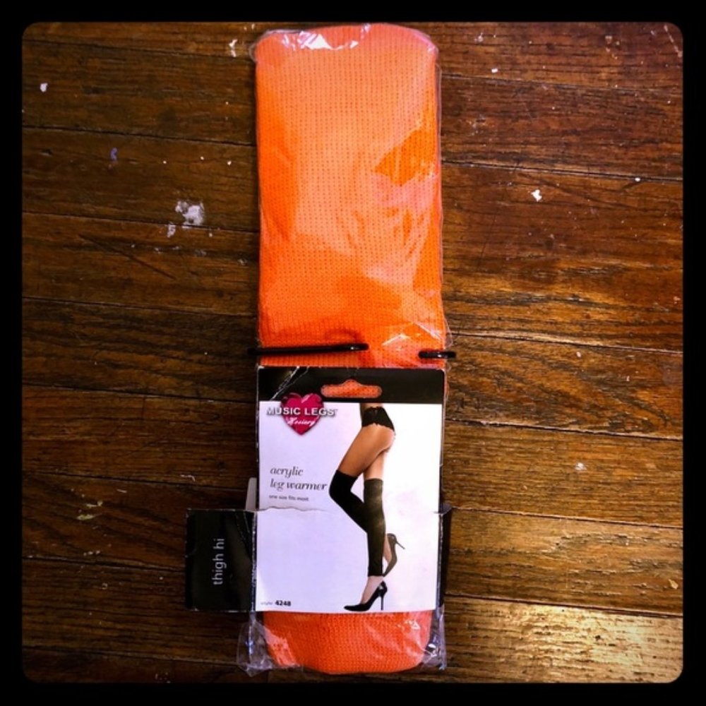Music Legs Orange Thigh High Leg Warmers